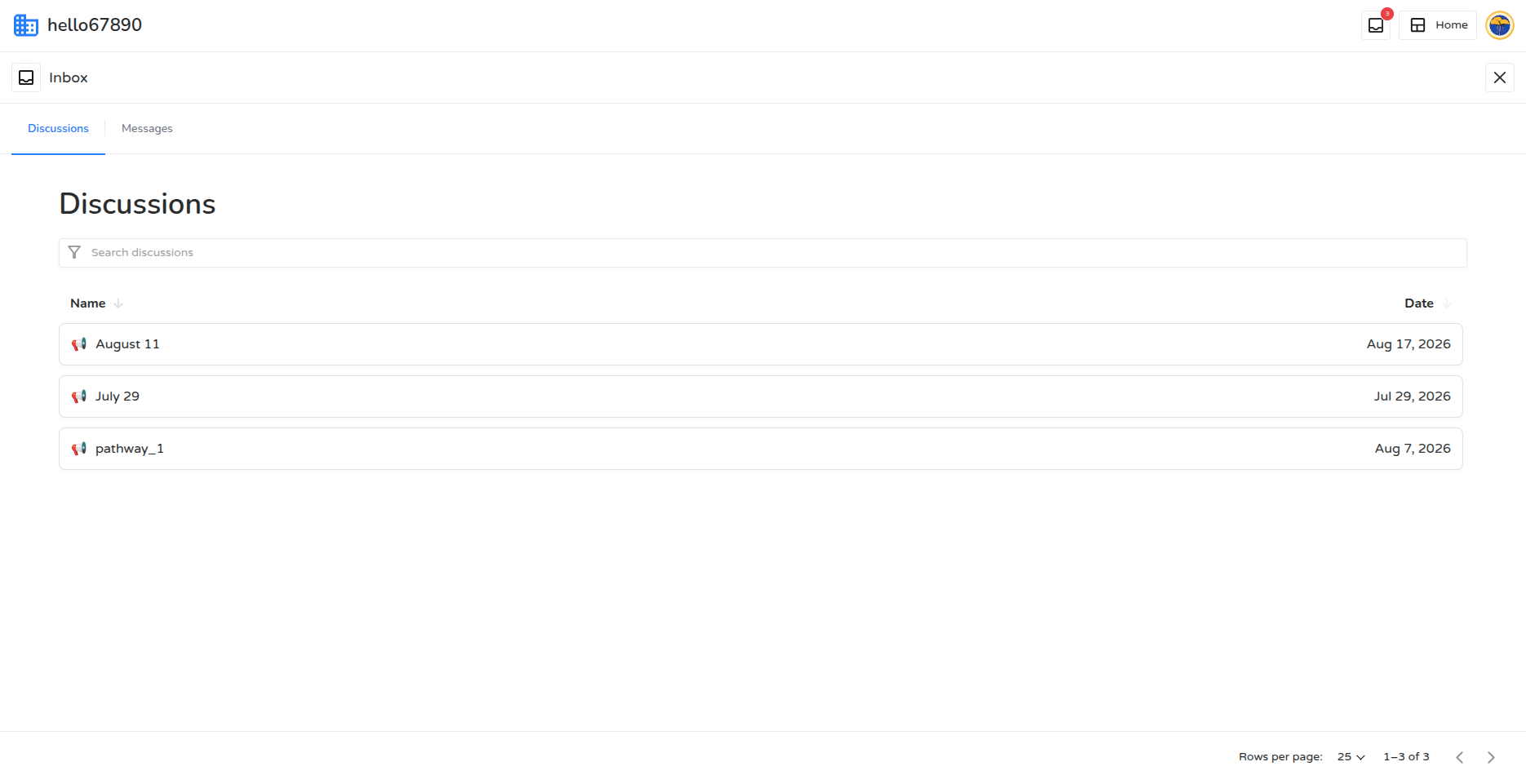 Discussions tab in Inbox