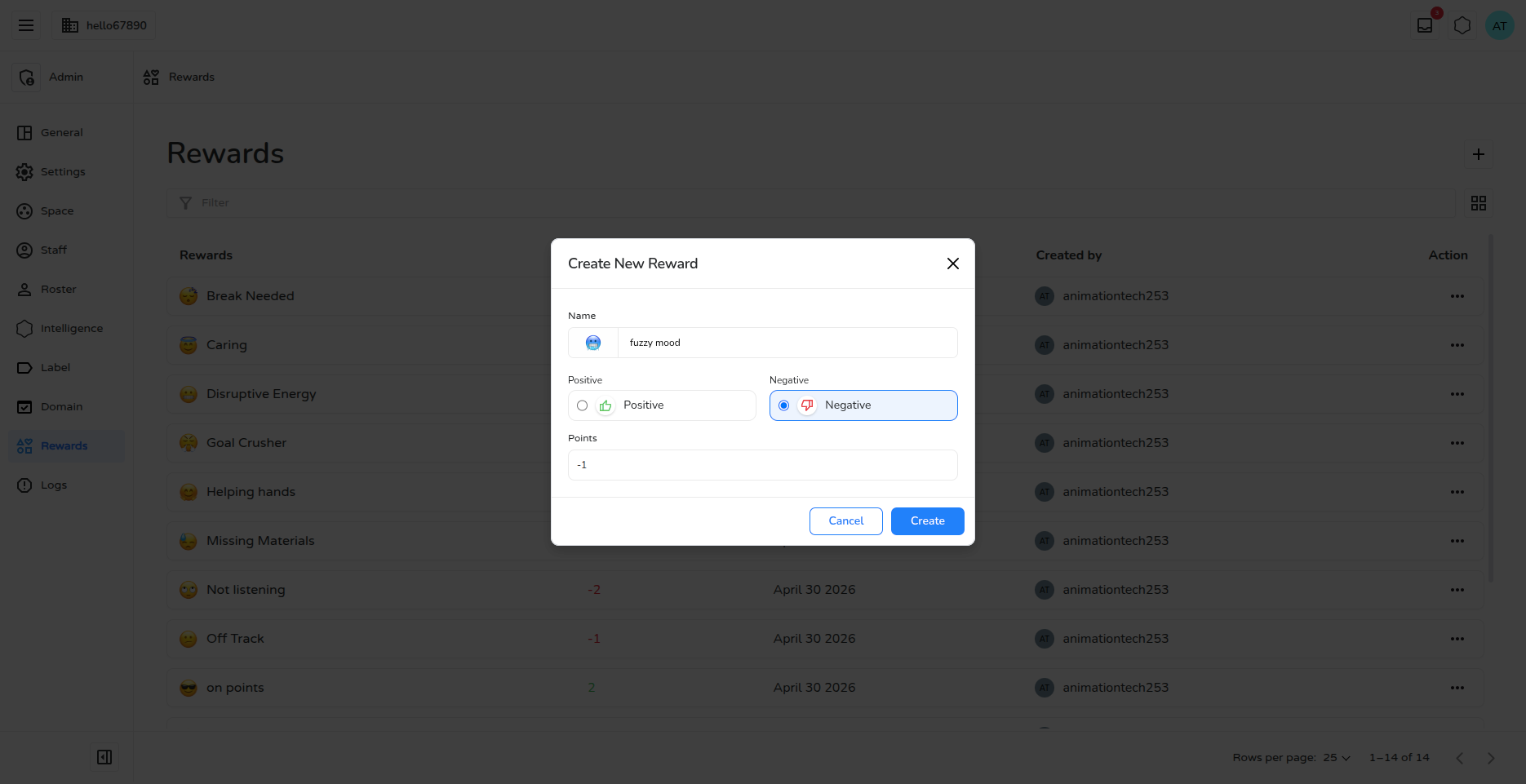 Create New Reward